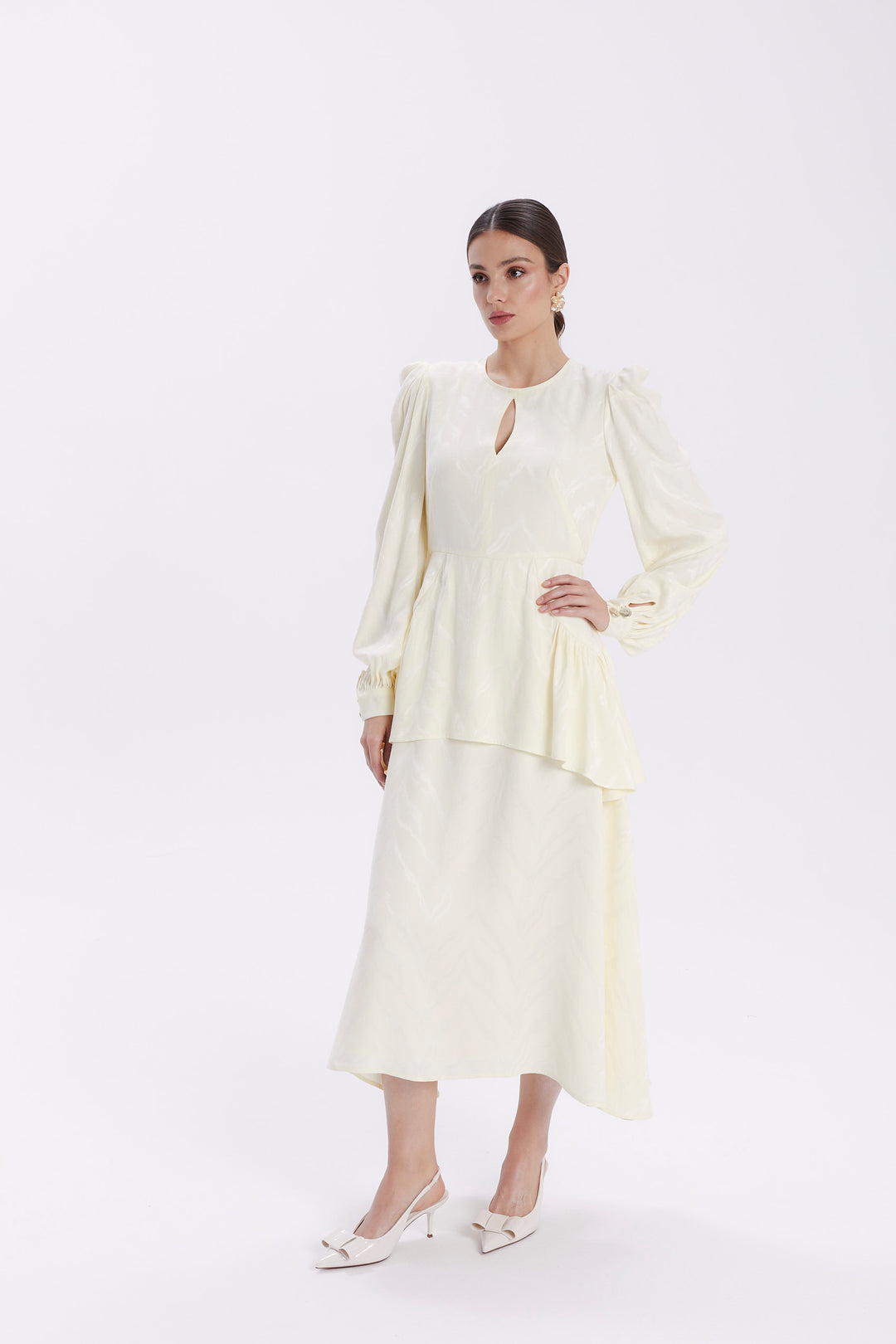 BIANCA LYOCELL AND VISCOSE MIDI DRESS