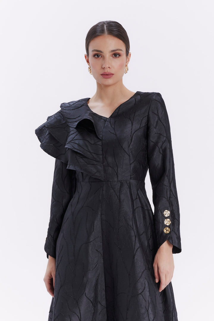 ASYMMETRICAL DRESS WITH LONG SLEEVES