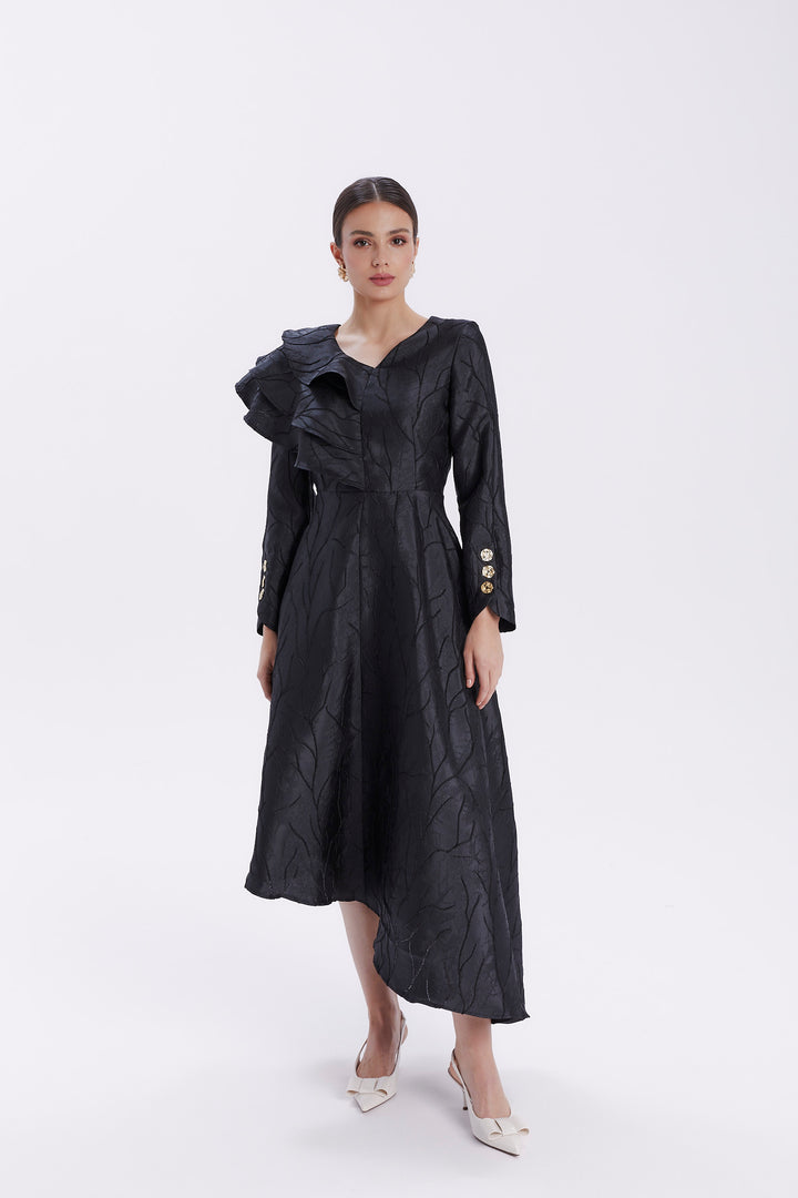 ASYMMETRICAL DRESS WITH LONG SLEEVES
