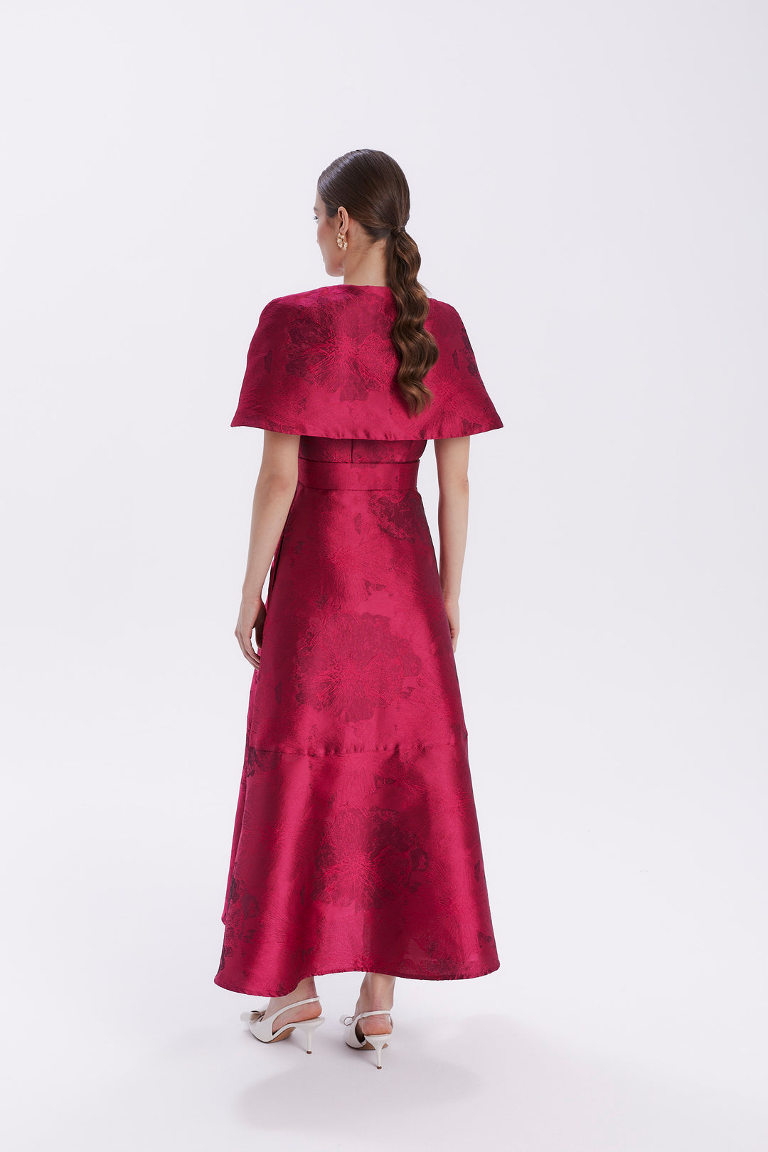 OCTAVIA JACQUARD CAPE DRESS