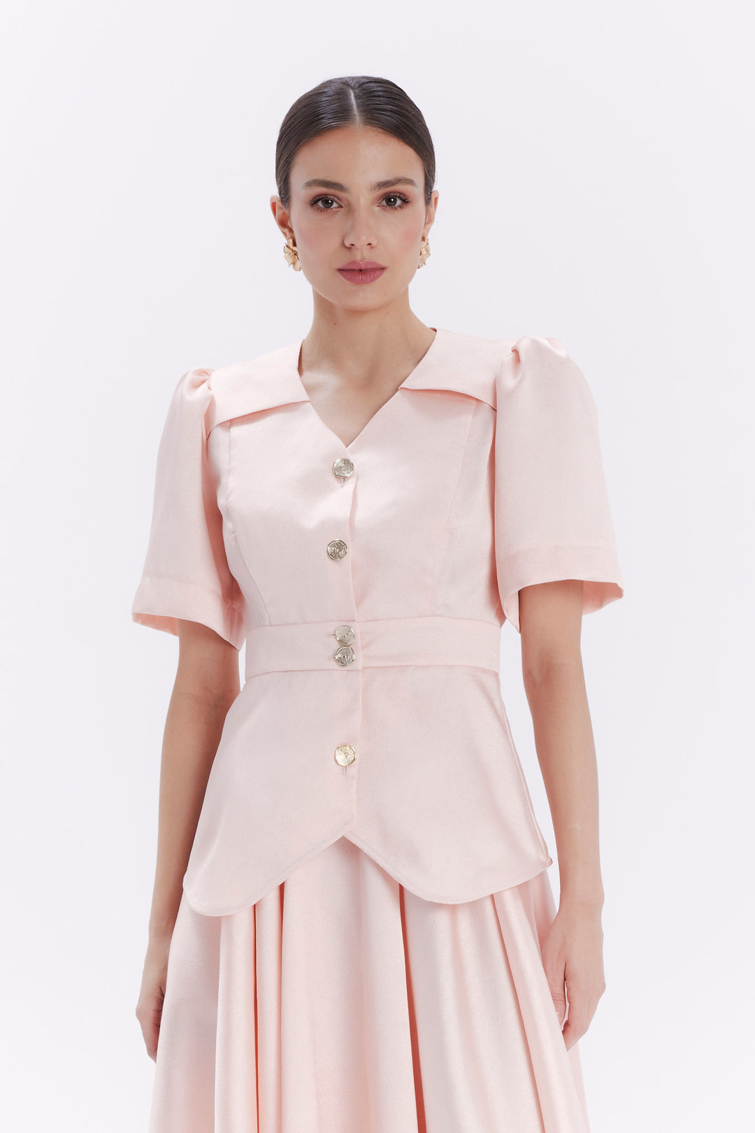 JACKET-CUT BLOUSE WITH SHORT SLEEVES