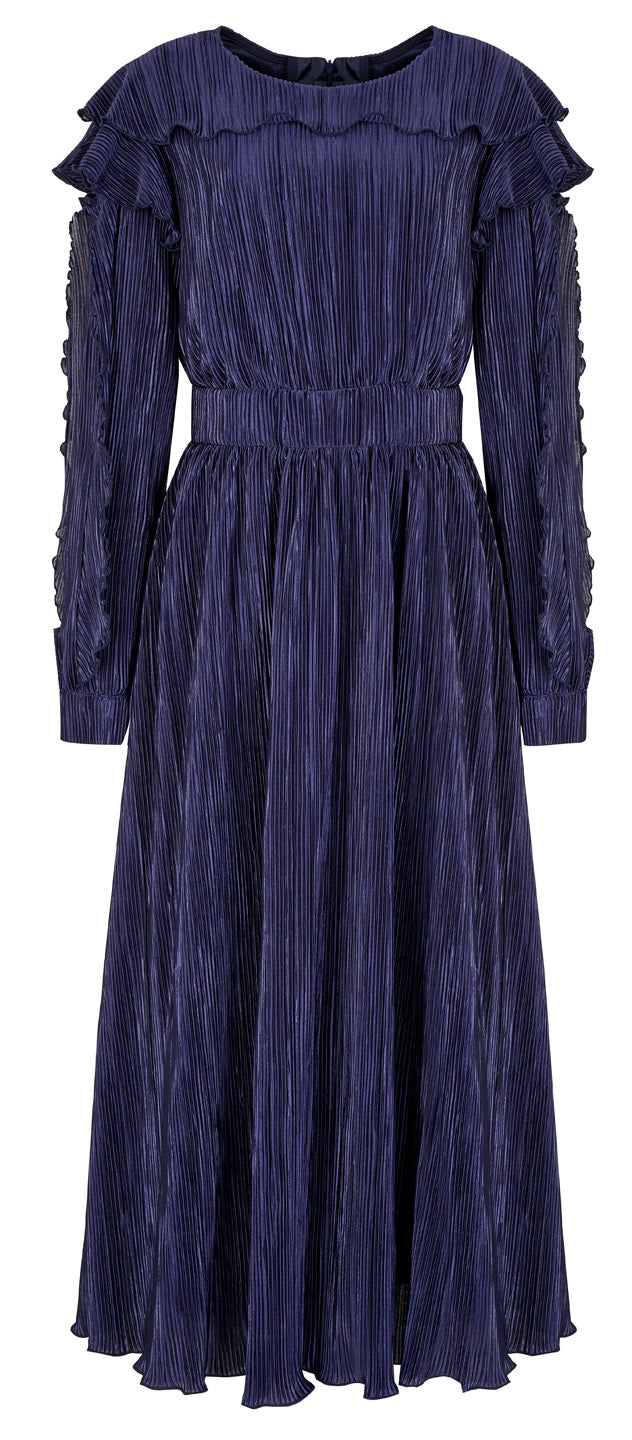 PLEATED MIDI DRESS WITH LONG SLEEVES