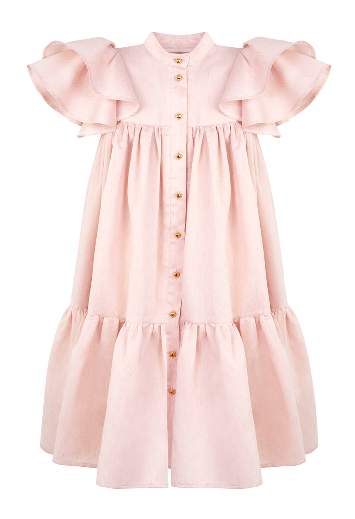 LOOSE-FIT MAXI DRESS WITH GOLD BUTTONS