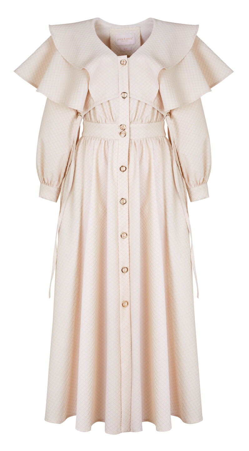 BUTTON-FRONT DRESS WITH LONG SLEEVES