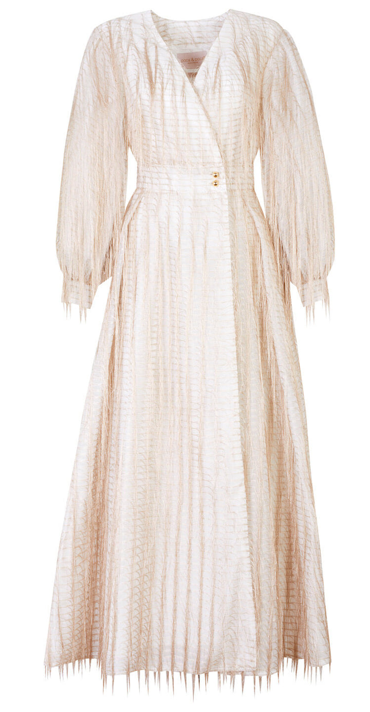 WRAP DRESS WITH FEATHER-TEXTURED FABRIC