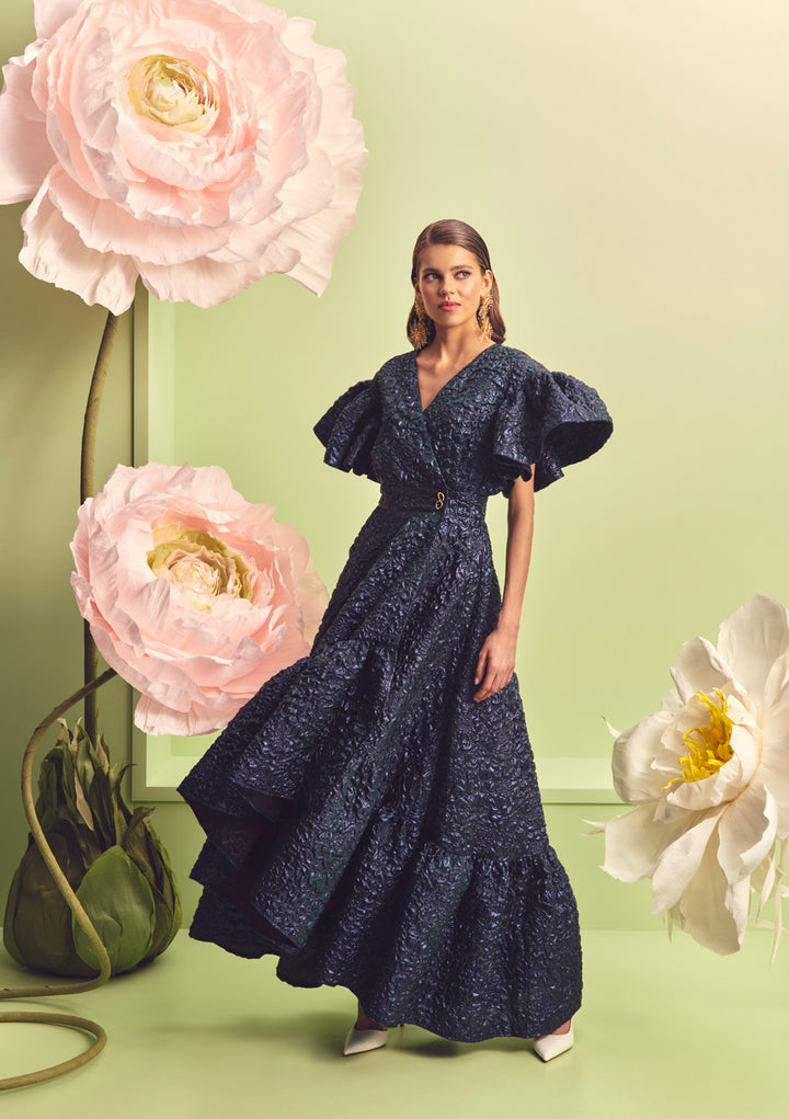 ENVELOPE MAXI DRESS WITH A RUFFLE