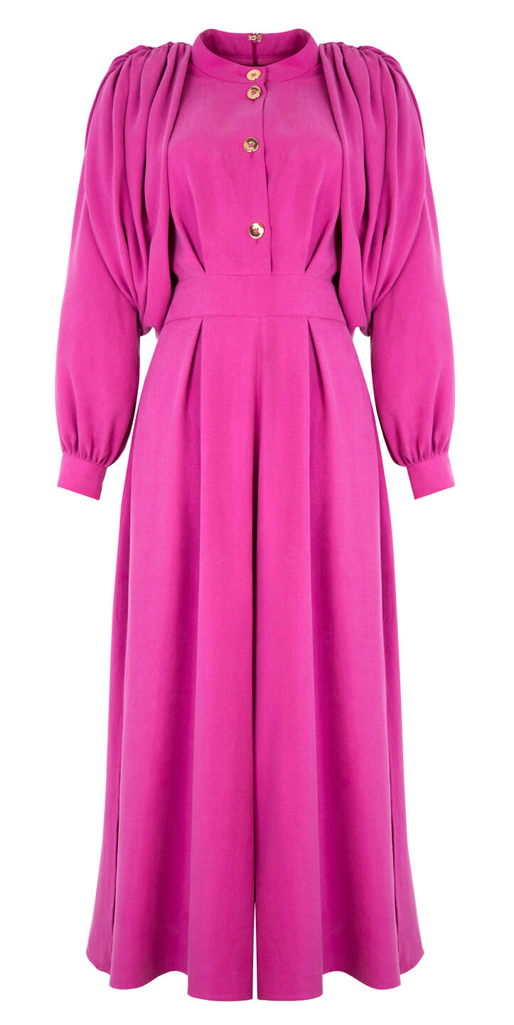 JUMPSUIT WITH LONG SLEEVES AND WIDE-LEG TROUSERS WITH SIDE SLITS