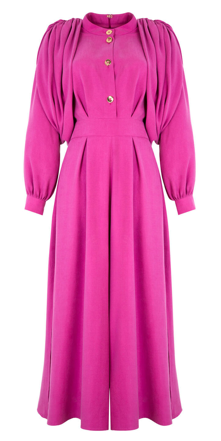 JUMPSUIT WITH LONG SLEEVES AND WIDE-LEG TROUSERS WITH SIDE SLITS
