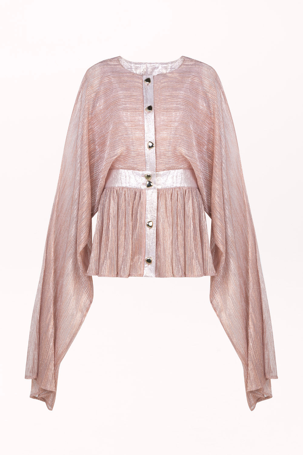 BUTTON-FRONT BLOUSE WITH LONG SLEEVES AND CUT-OUTS