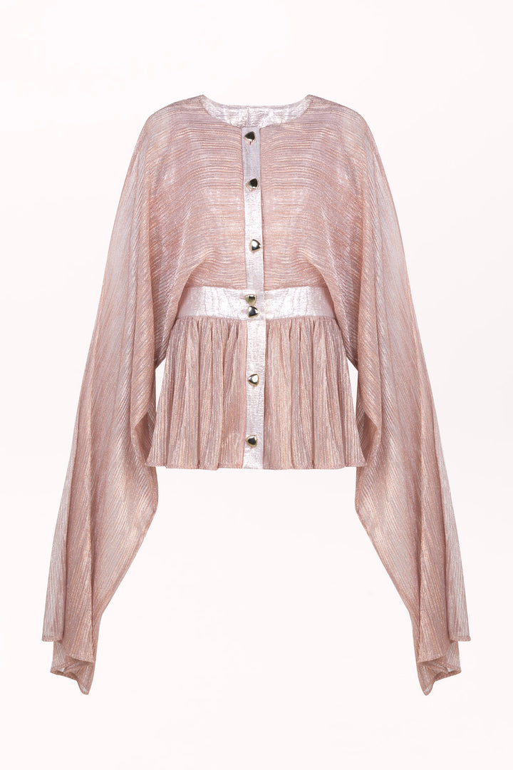 BUTTON-FRONT BLOUSE WITH LONG SLEEVES AND CUT-OUTS