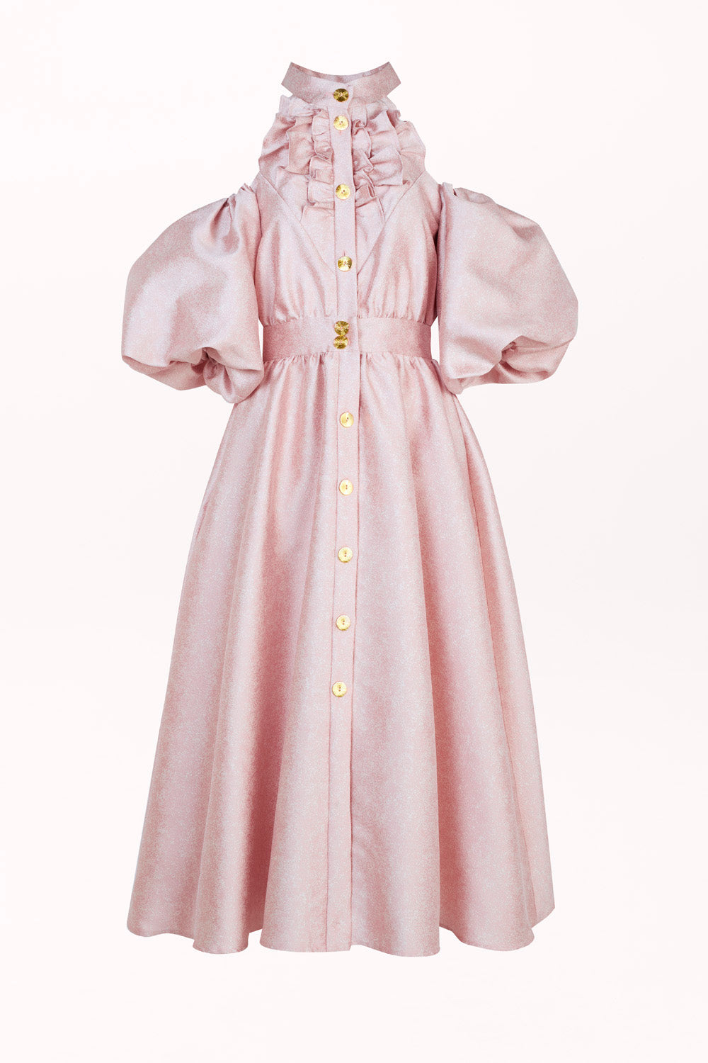 BUTTON-FRONT DRESS WITH OFF-THE-SHOULDER DESIGN