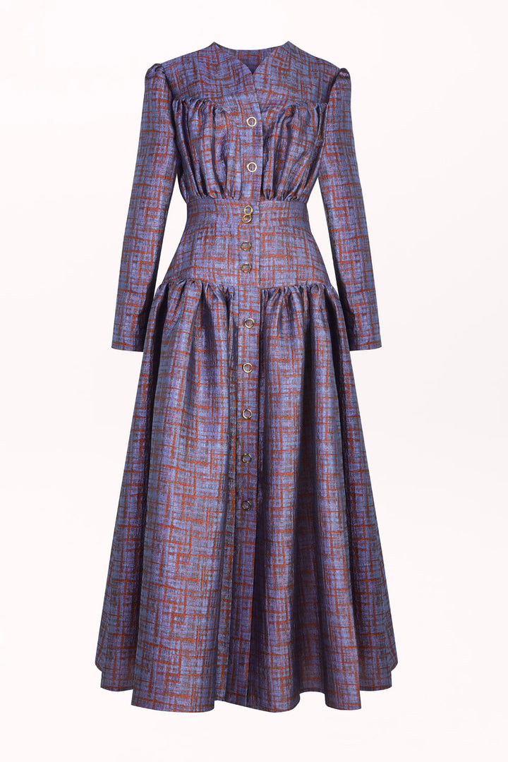 BUTTON-FRONT DRESS WITH LONG SLEEVES