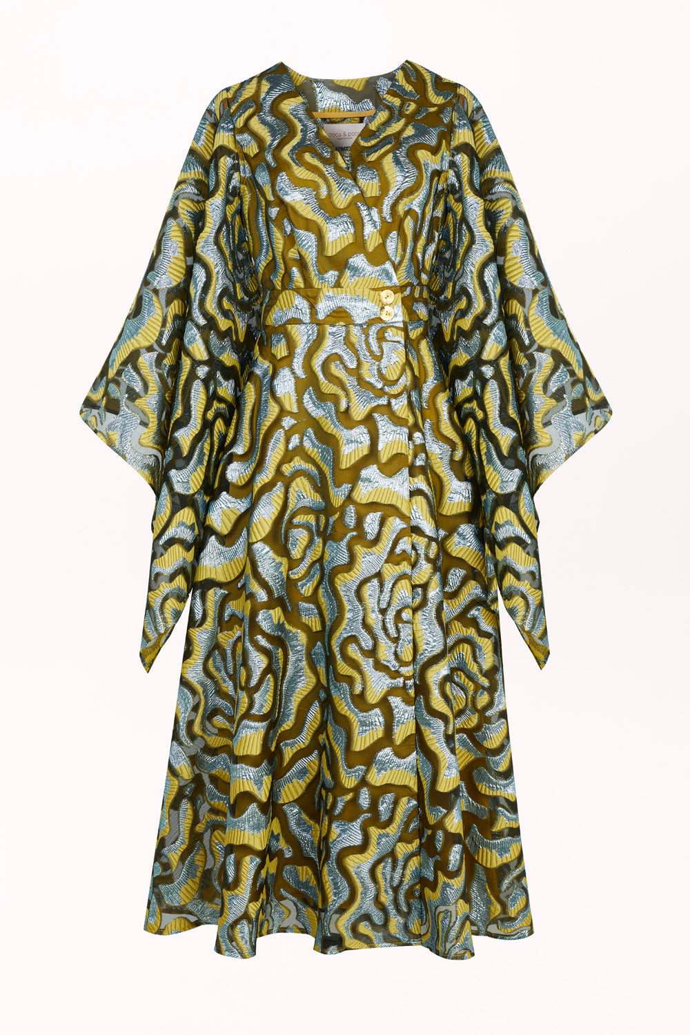 WRAP-NECK MIDI DRESS