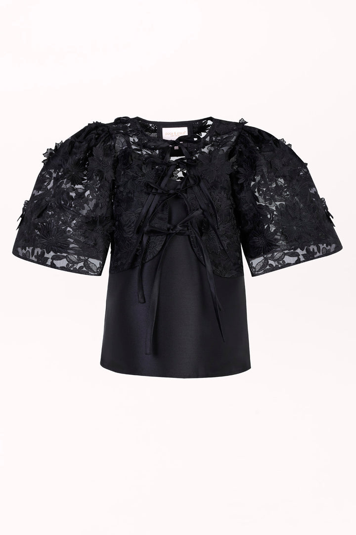SET WITH A TOP AND BLOUSE WITH 3D FLORAL EMBROIDERY