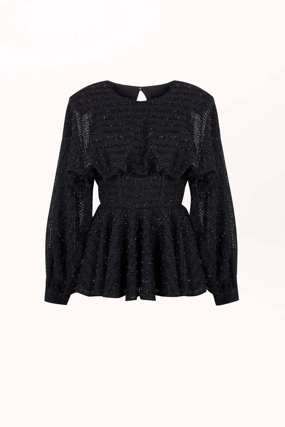 BLOUSE WITH SHIMMERING THREAD AND PEPLUM