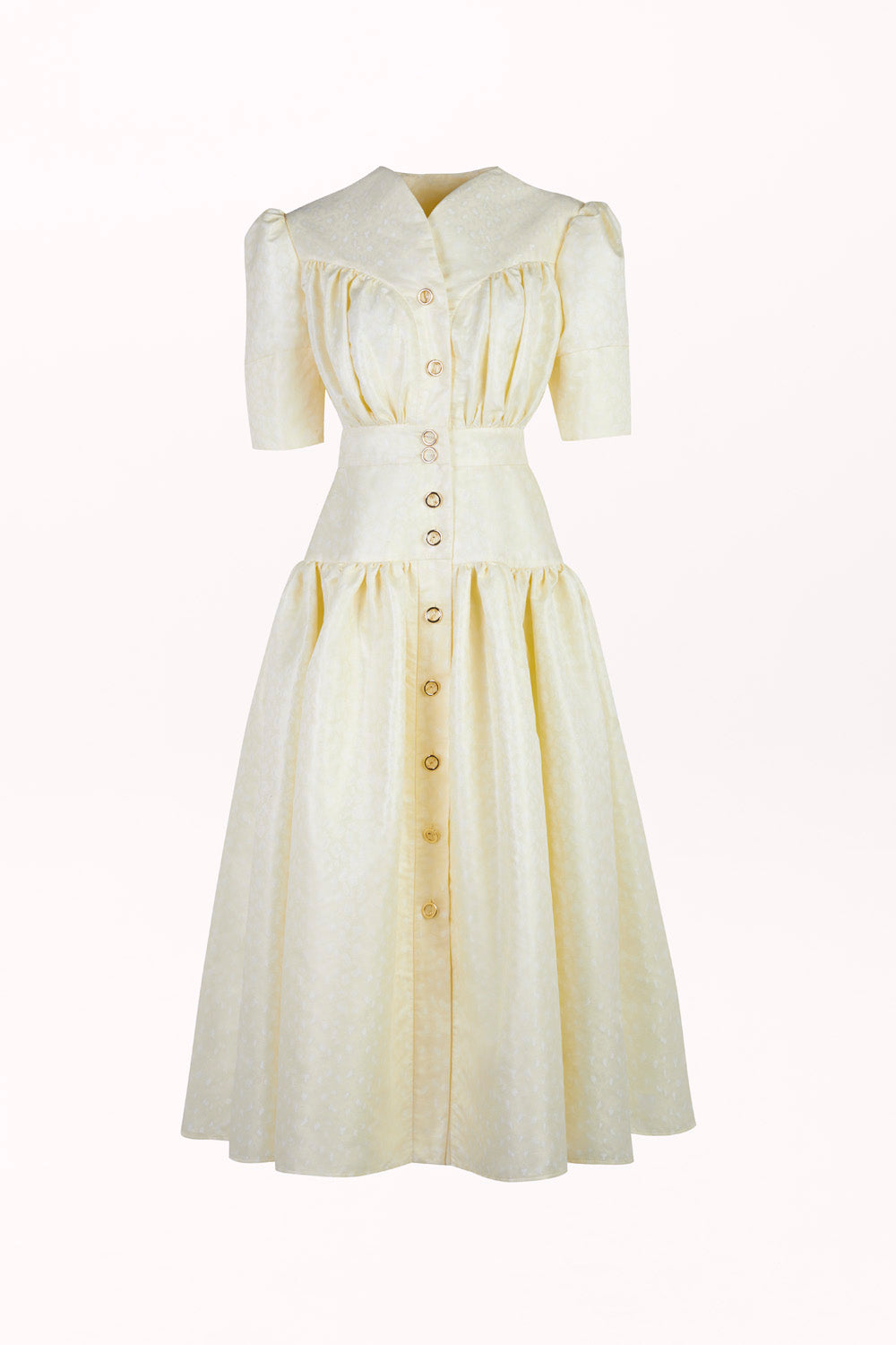 BUTTON-FRONT DRESS WITH SHORT SLEEVES
