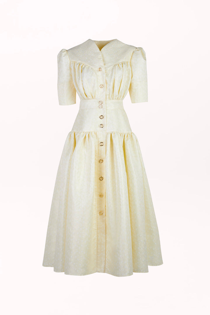BUTTON-FRONT DRESS WITH SHORT SLEEVES