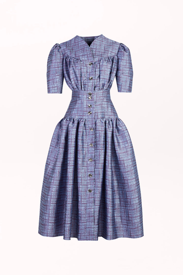 BUTTON-FRONT DRESS WITH SHORT SLEEVES