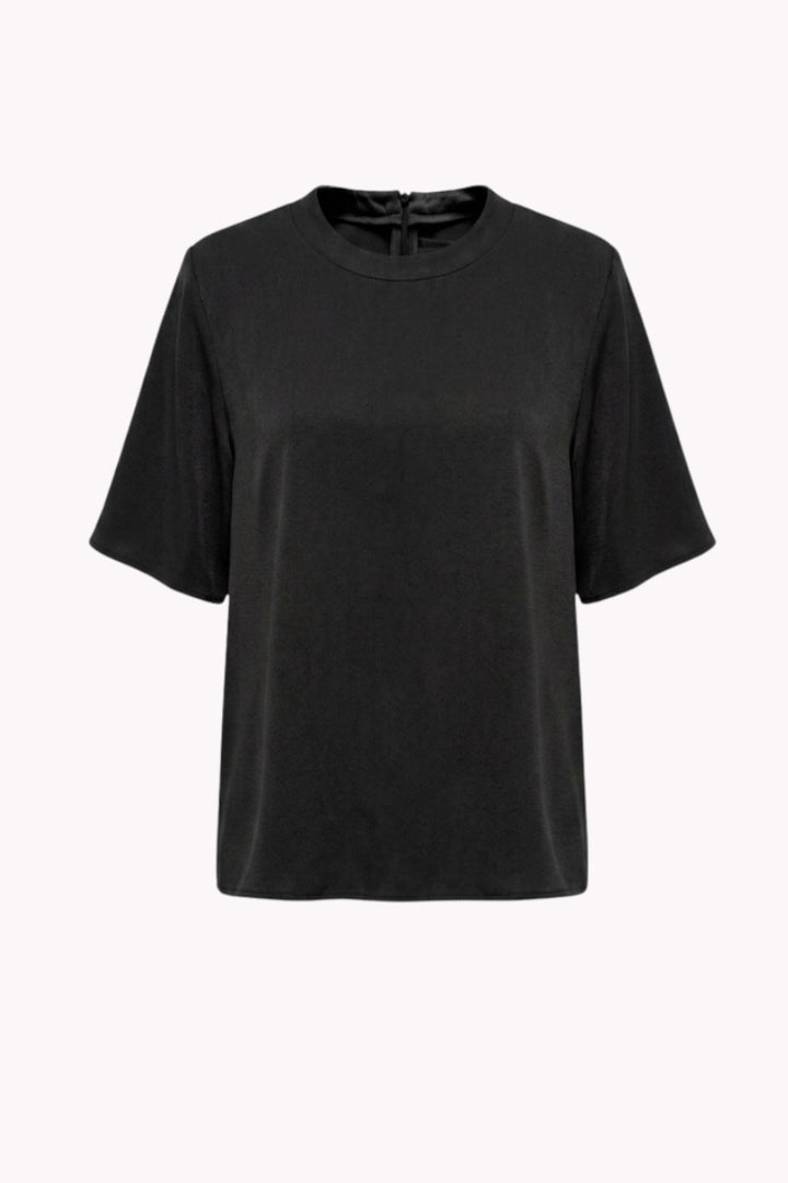 NOIRE BLOUSE IN LYOCELL AND VISCOSE-BLEND FABRIC WITH SHORT SLEEVES