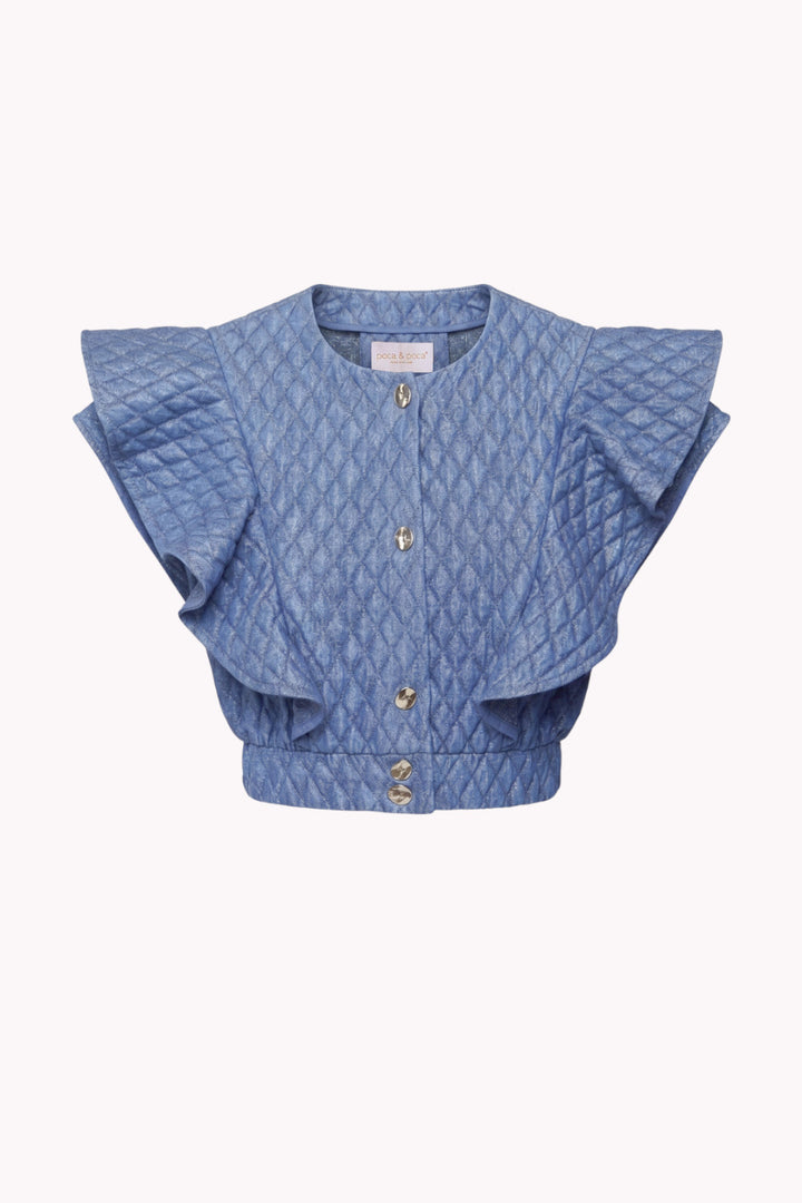 VERA BLOUSE IN QUILTED FABRIC WITH RUFFLES