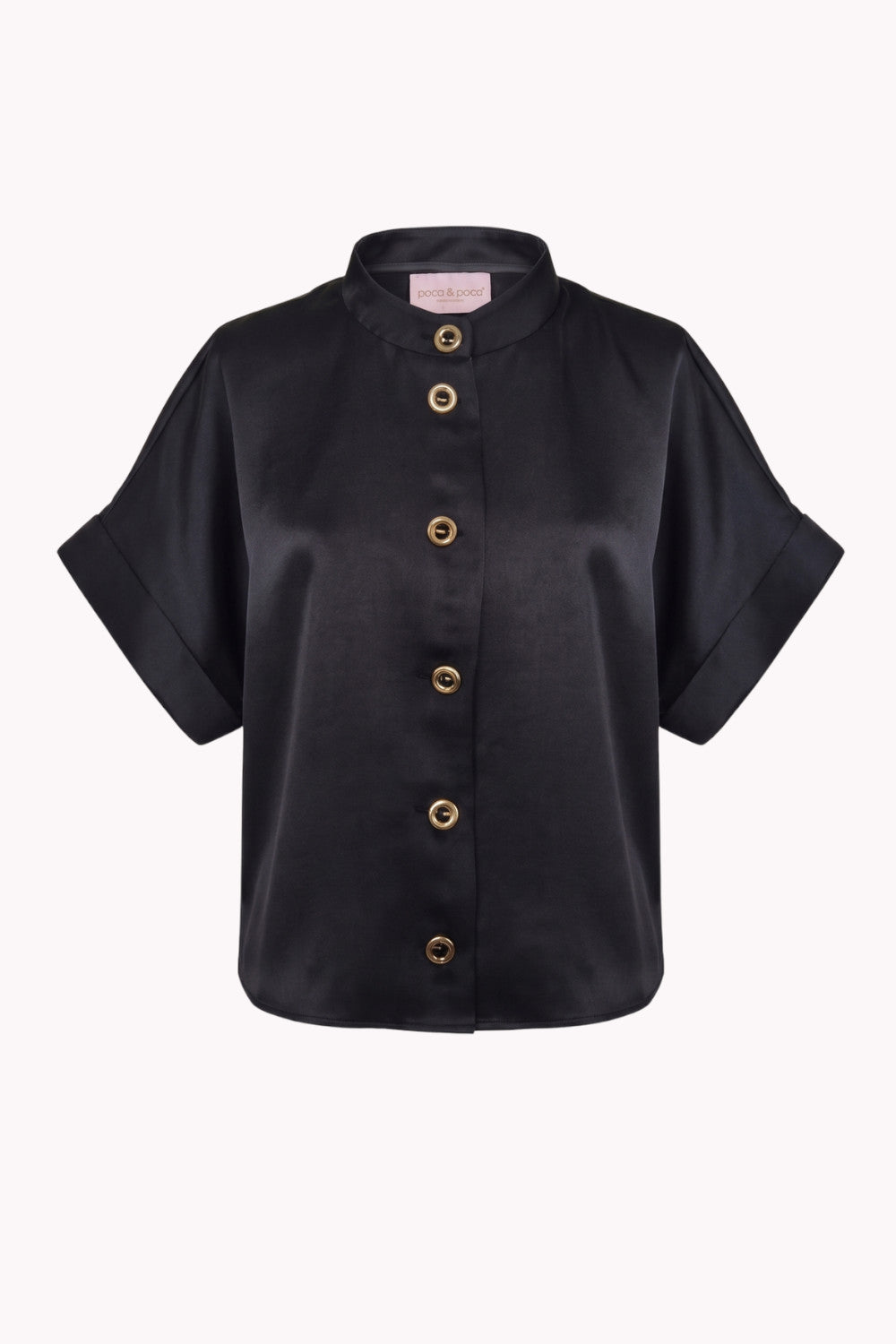 PAIGE SATIN SHORT-SLEEVE BLOUSE