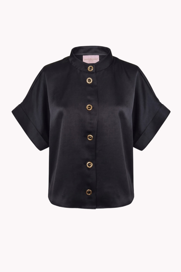 PAIGE SATIN SHORT-SLEEVE BLOUSE
