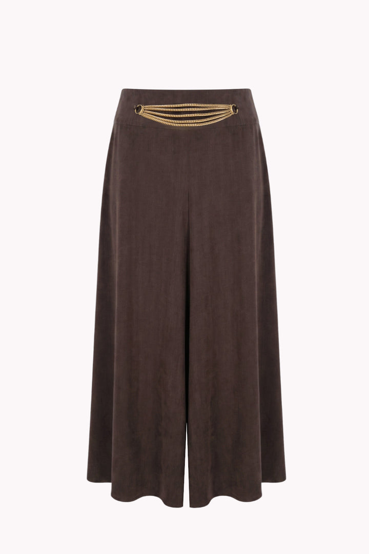 CLARA WIDE-LEG TROUSERS WITH A DECORATIVE CHAIN BELT