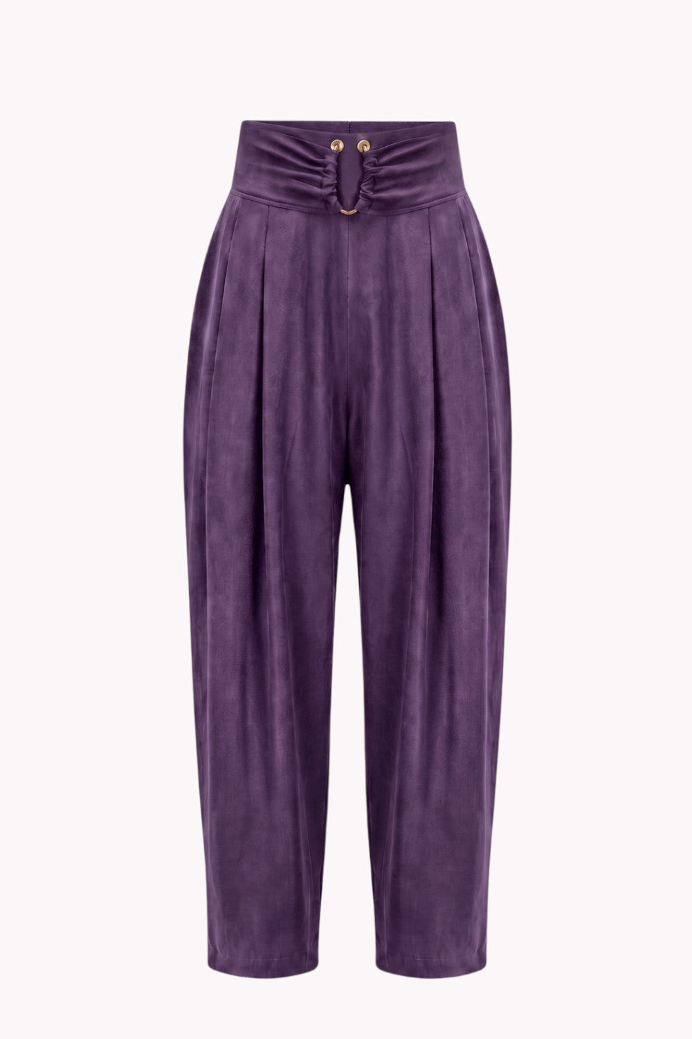 NOIRE PANTS WITH RUCHING AND GOLDEN ACCENT