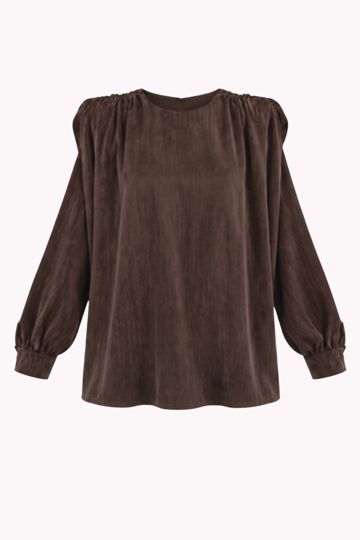 CAMILLA BLOUSE WITH LONG SLEEVES AND SHOULDER DRAPING