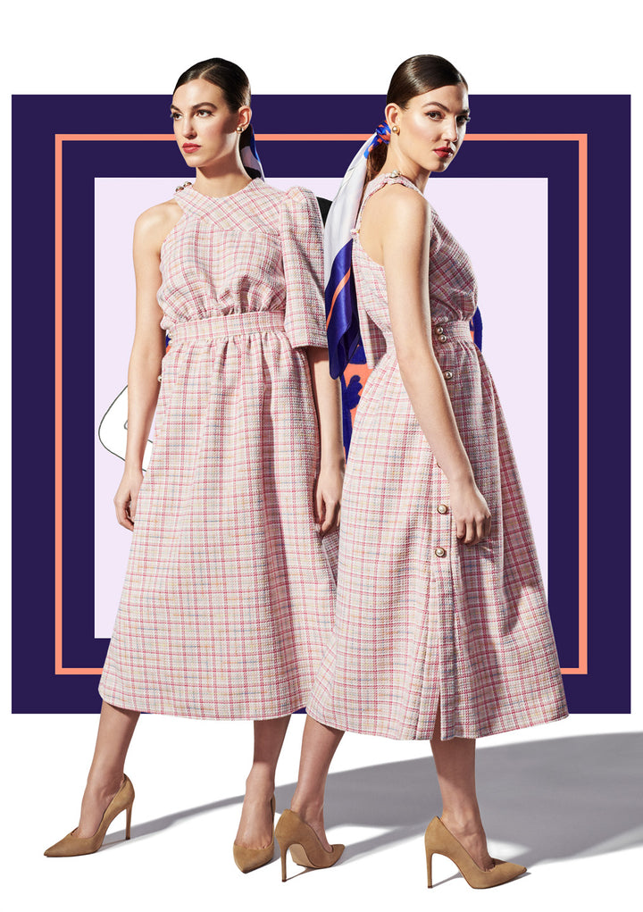 ONE-SHOULDER DRESS WITH SIDE BUTTON FASTENING