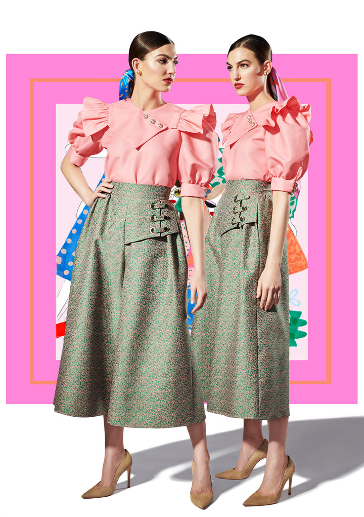 BLOUSE WITH SHORT PUFF SLEEVES AND DECORATIVE BUTTONS