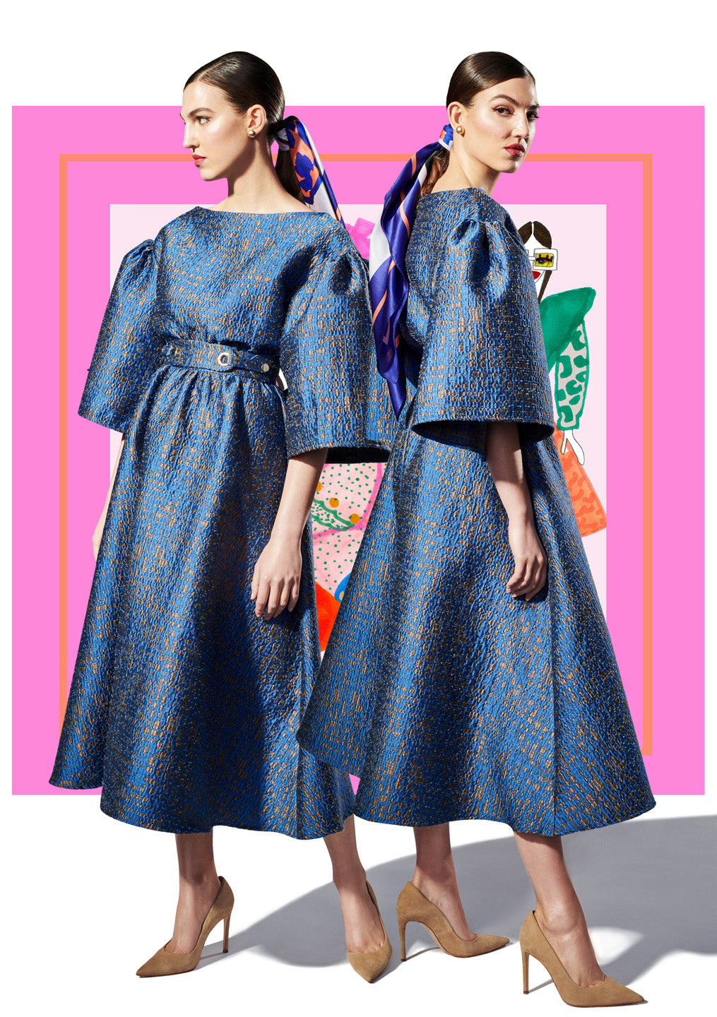FLARED DRESS WITH WIDE SLEEVES