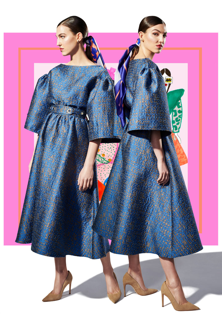 FLARED DRESS WITH WIDE SLEEVES