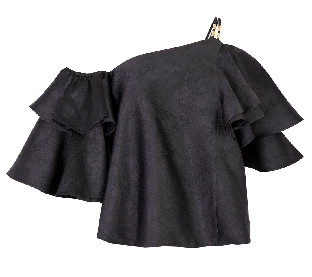 ASYMMETRICAL BLOUSE WITH RUFFLES