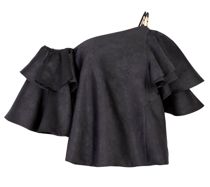 ASYMMETRICAL BLOUSE WITH RUFFLES