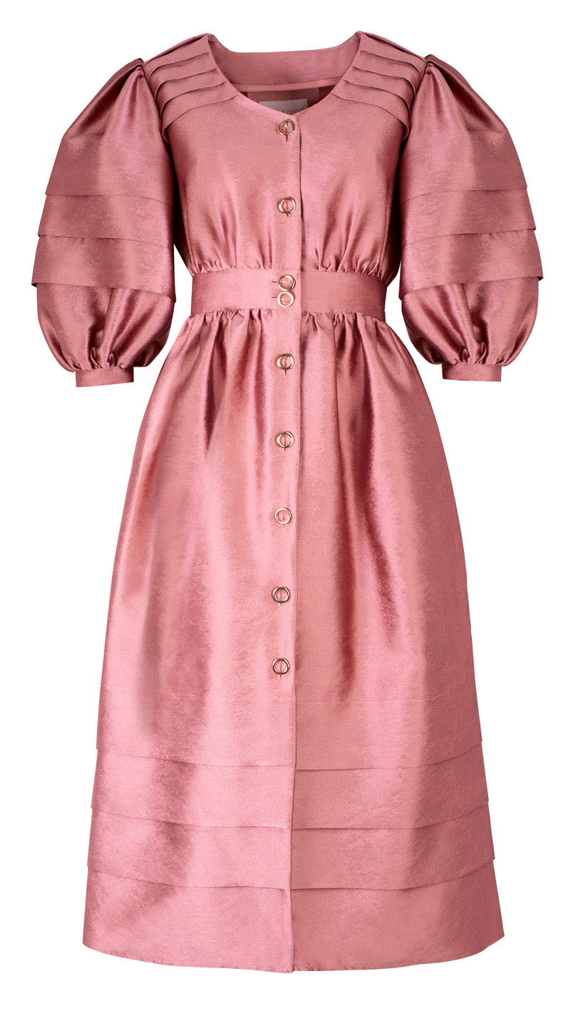 BUTTON-FRONT MIDI DRESS