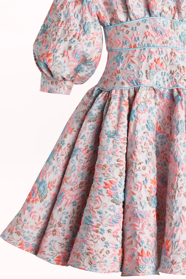FLARED DRESS WITH A 3D FLOWER DETAIL