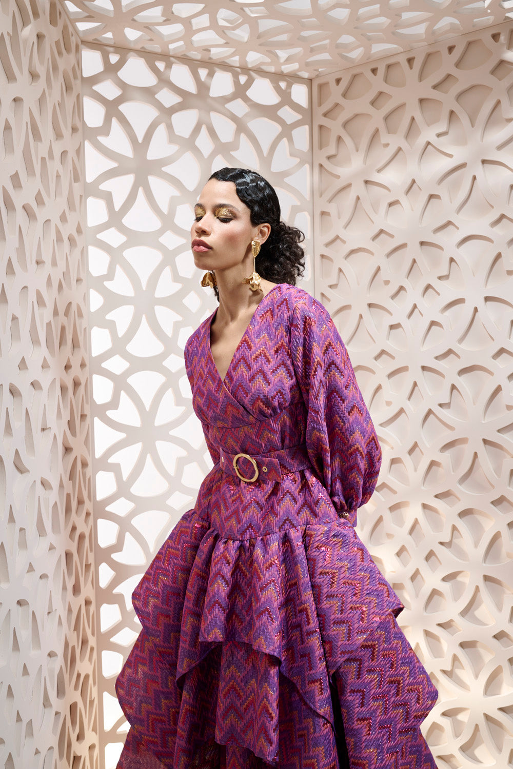 ASYMMETRICAL RUFFLED DRESS