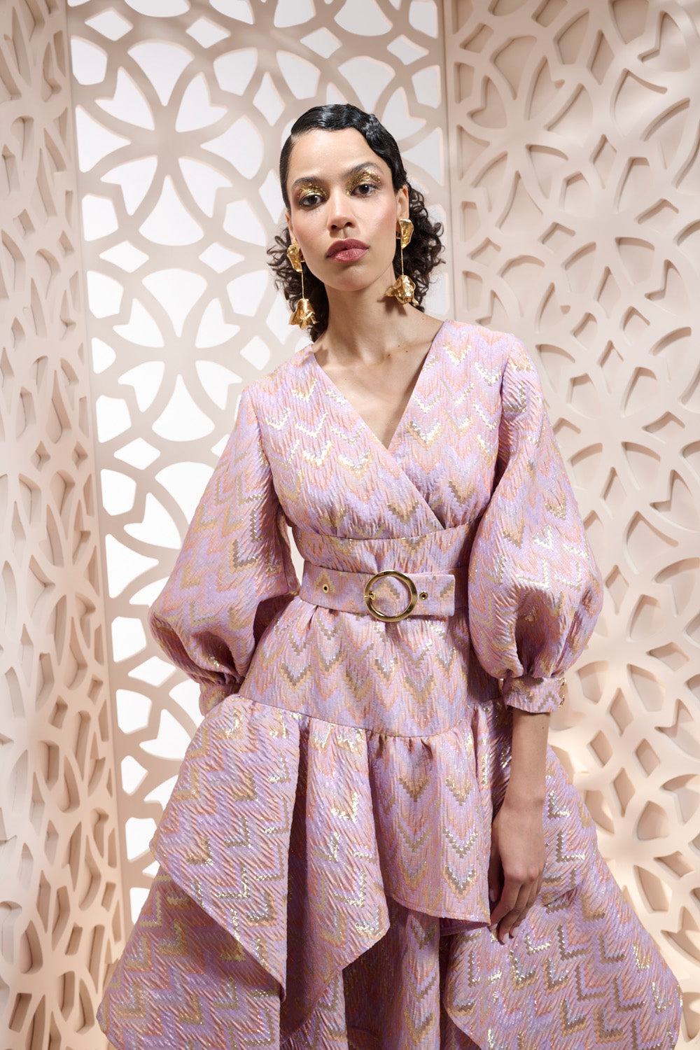 ASYMMETRICAL RUFFLED DRESS