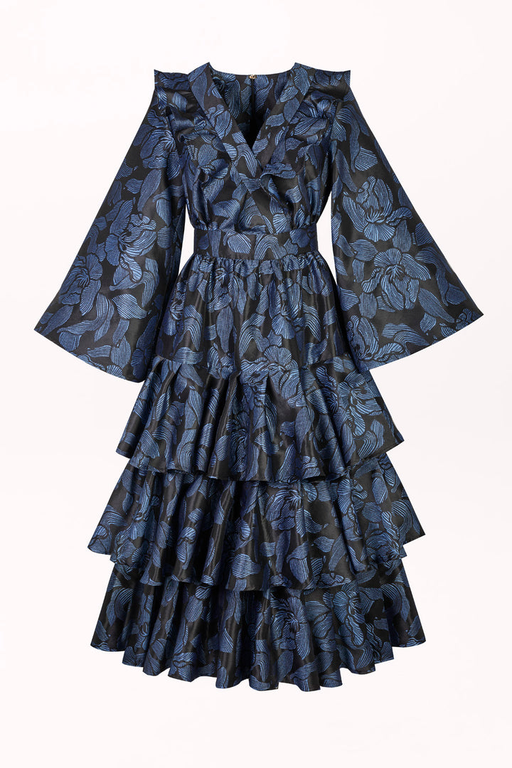 DRESS WITH BELL SLEEVES AND RUFFLES