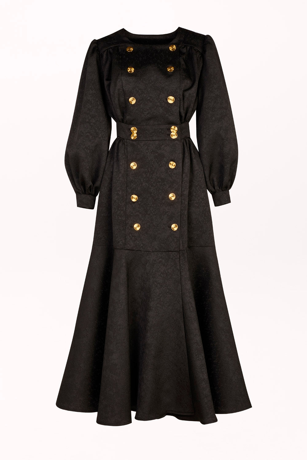 DOUBLE-BREASTED DRESS WITH A RUFFLE