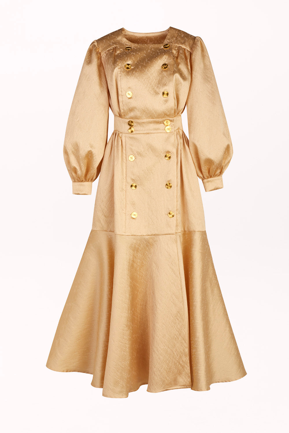 DOUBLE-BREASTED DRESS WITH A RUFFLE