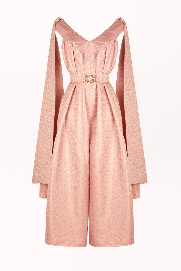 JUMPSUIT WITH TIE STRAPS AND WIDE LEGS