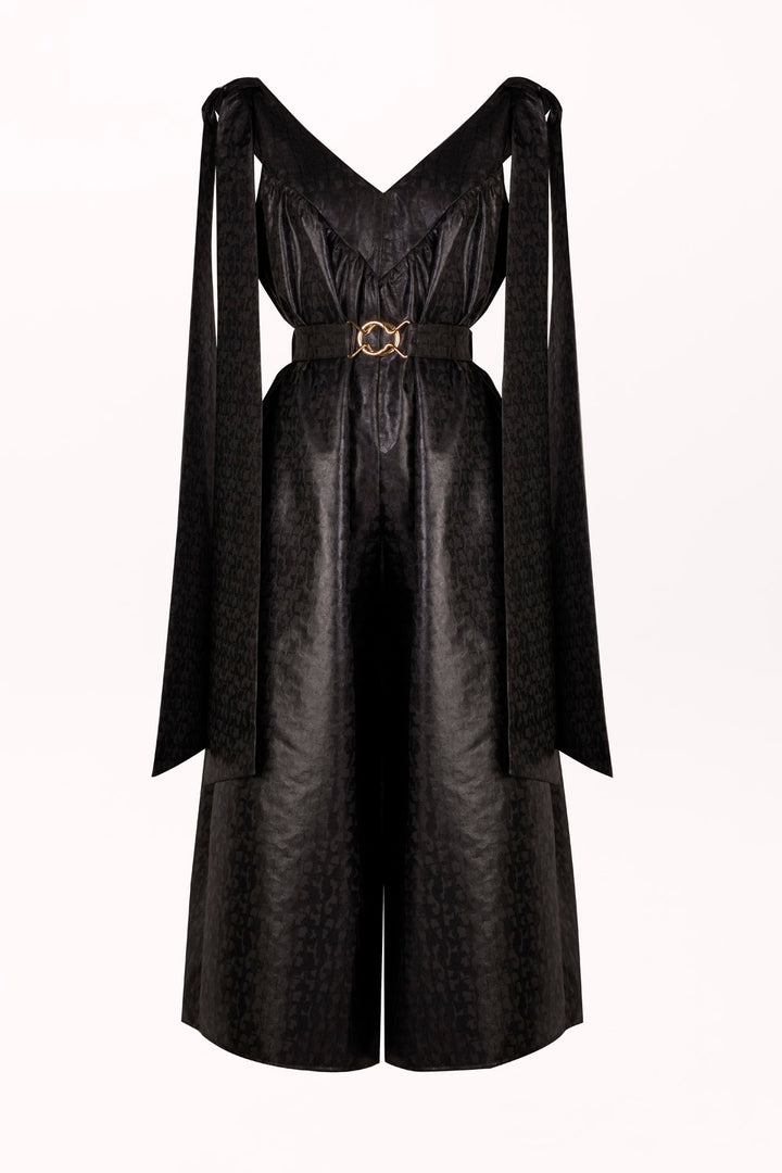 JUMPSUIT WITH TIE STRAPS AND WIDE LEGS
