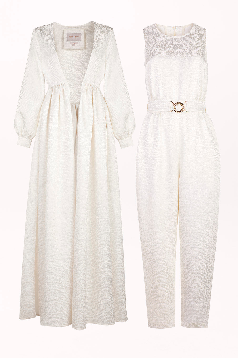 JUMPSUIT WITH A DECORATIVE BELT AND LONG CAPE