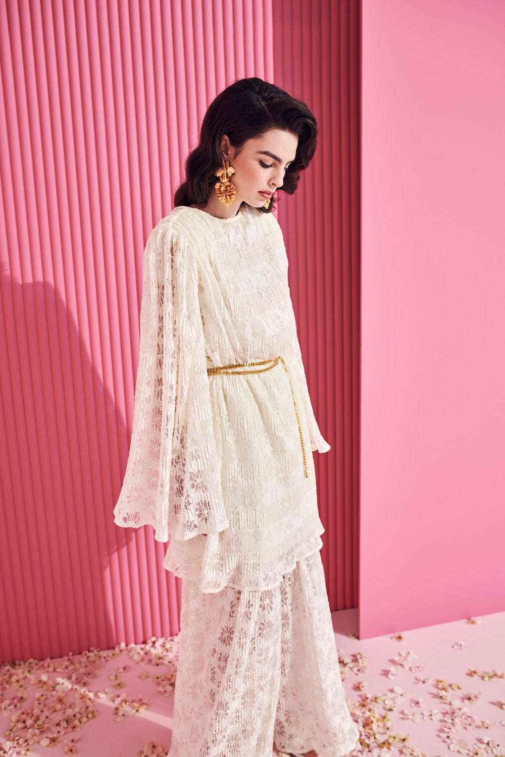 WIDE-LEG LACE PANTS