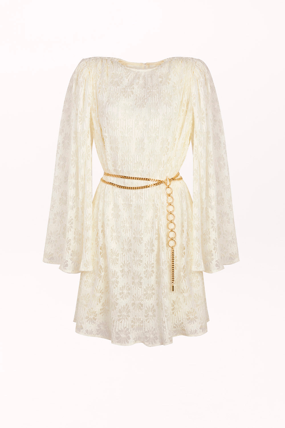 LACE BLOUSE WITH WIDE SLEEVES AND SHOULDER PADS