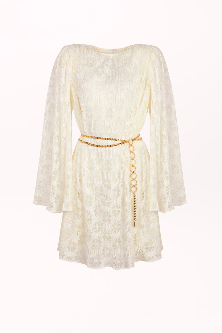 LACE BLOUSE WITH WIDE SLEEVES AND SHOULDER PADS