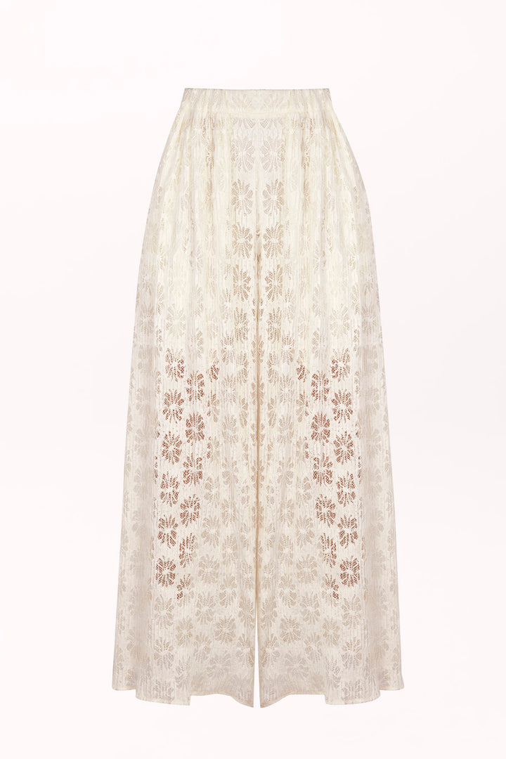 WIDE-LEG LACE PANTS