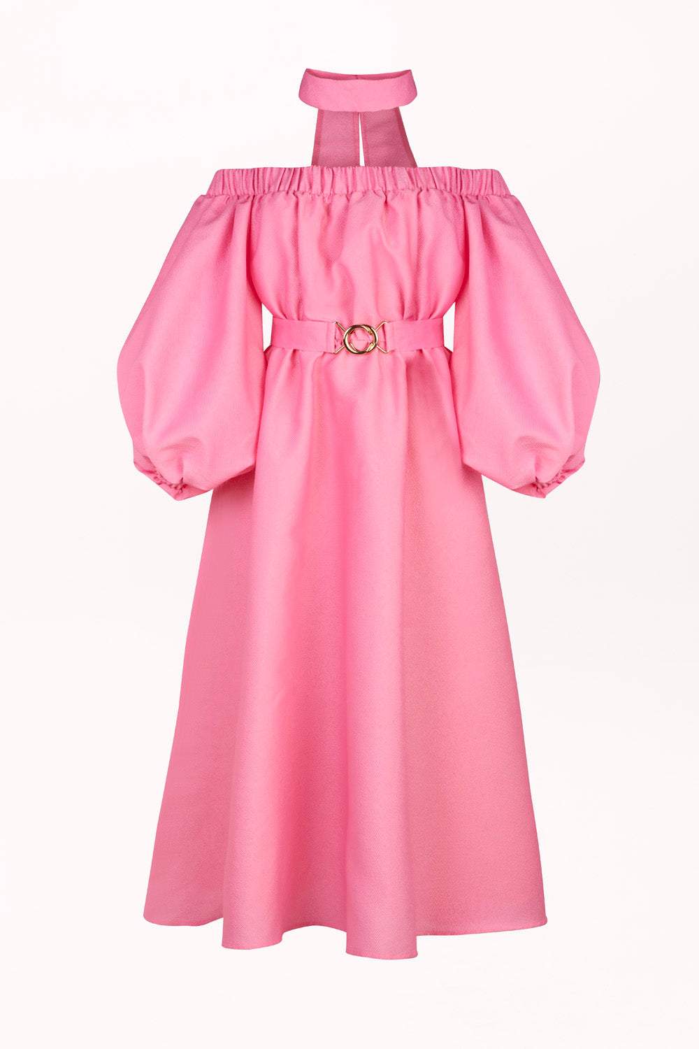 DRESS WITH OFF-SHOULDER NECKLINE AND CHOKER